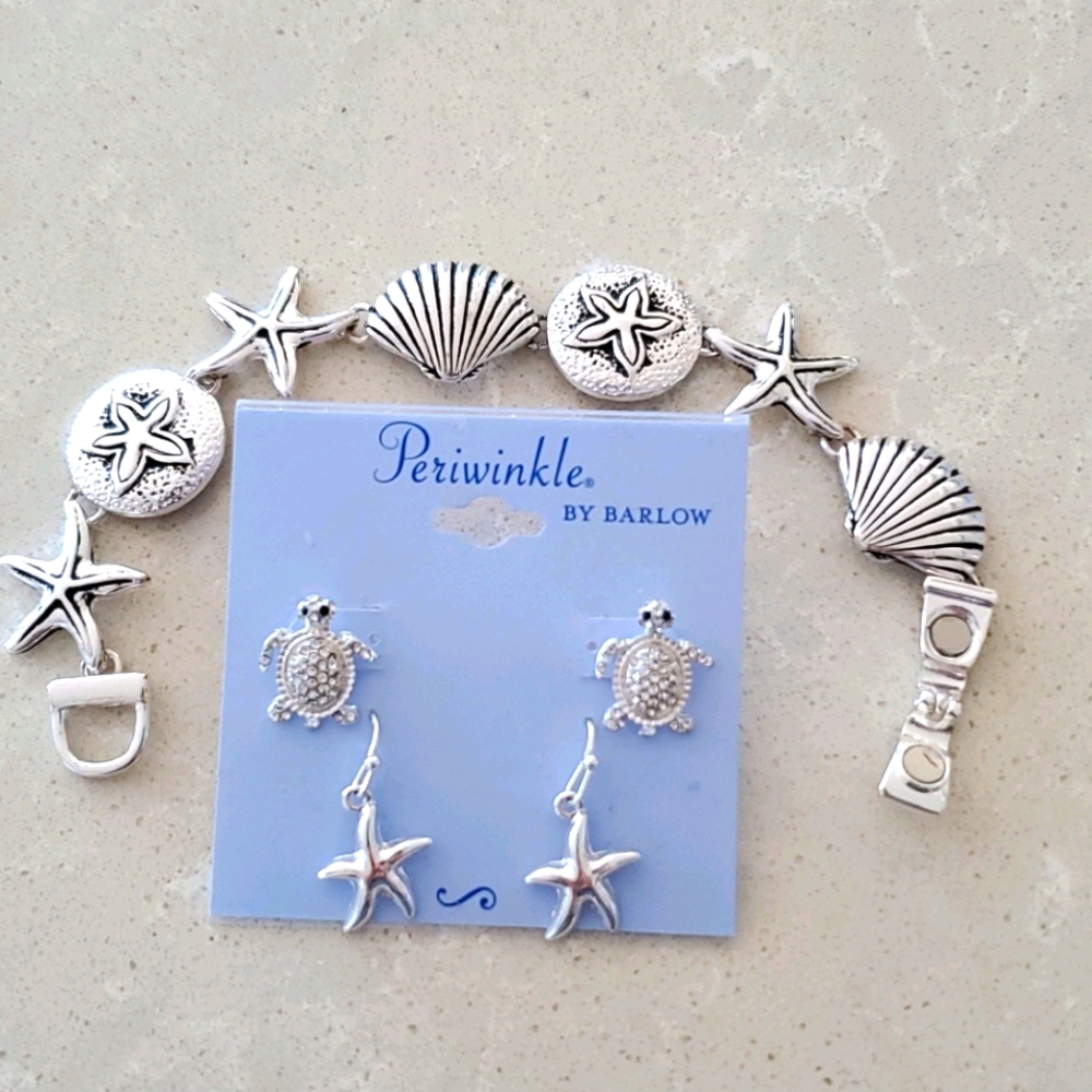 Sterling Silver Seaside Earrings and Bracelet